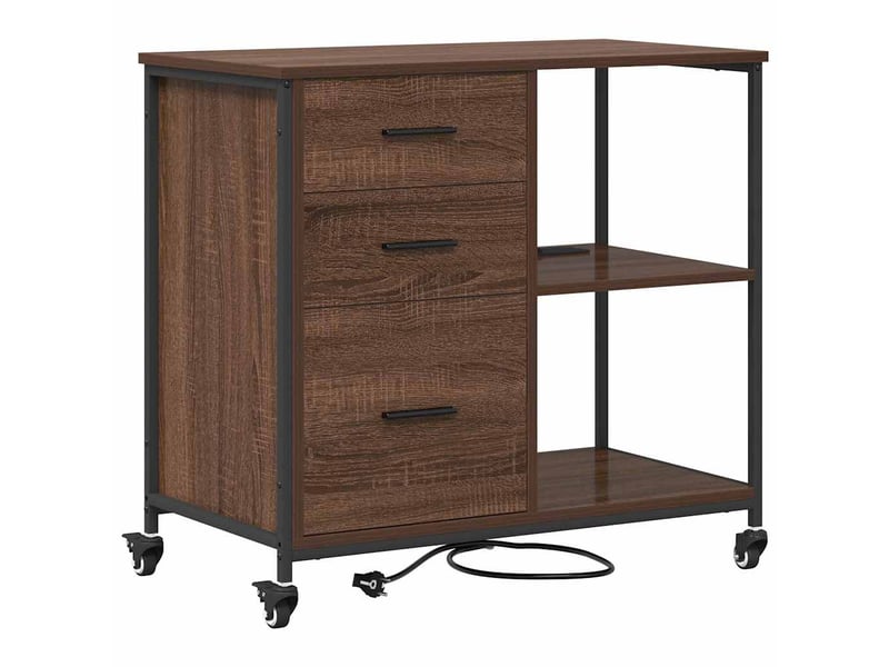 Commode chambre, cabinet avec station de charge 76 x 41 x 72 cm chêne brun - Conforama A