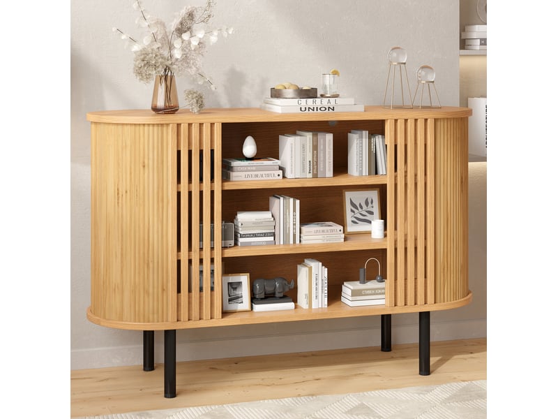  Buffet et enfilade avec 3 niches ouvertes et 4 pieds réglables pour salon et salle à manger, en mdf, 120 × 40 × 80 cm  - Conforama C