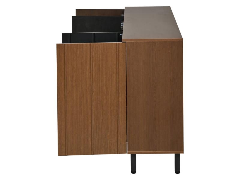  Buffet de cuisine noyer, 160 × 35 × 80 cm, panneau de particules, éléments en verre, pieds en métal, étagères réglables  - Conforama E