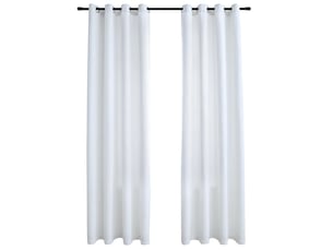 Lot de 2 rideaux occultant, rideaux black-out et anneaux en métal blanc cassé 140x245cm cf43978