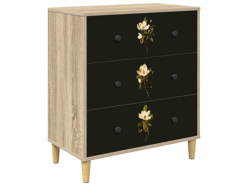  Commode chambre, meuble de rangement bremen impression de magnolia 66x36,5x75 cm sonoma  - Conforama A