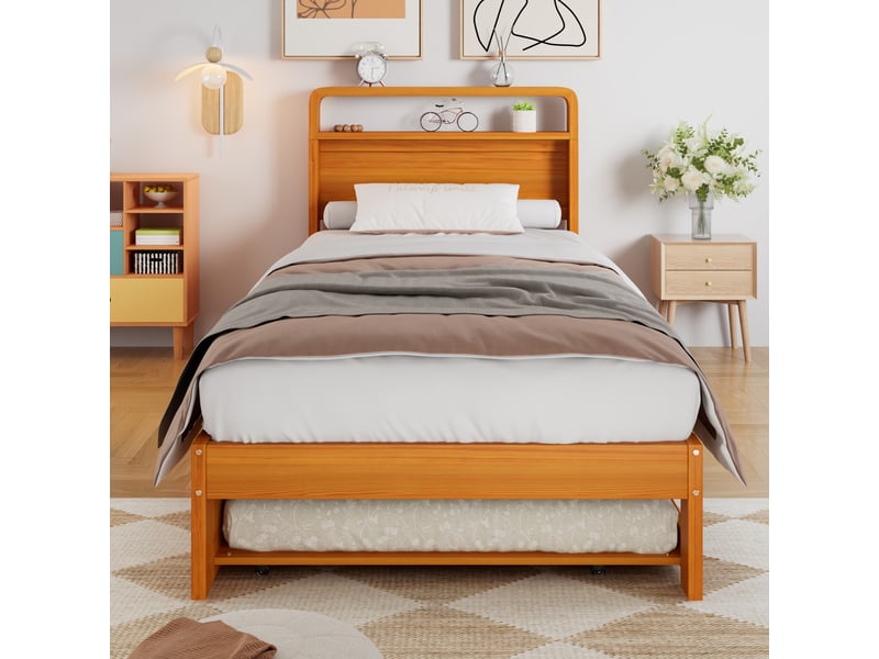  Lit en bois naturel 90 x 200 cm  - Conforama D