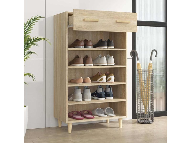  Meuble à chaussure, armoire à chaussures chêne sonoma 60x35x105cm bois d'ingénierie  - Conforama C