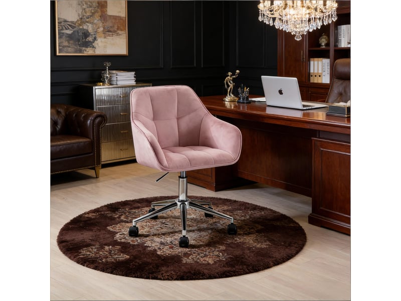  Fauteuil de bureau pivotant en velours, hauteur réglable, base métallique 5 branches  - Conforama C