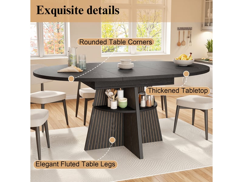  Table extensible 2 à 8 personnes avec rangement pour salle à manger 110-150×110×76 cm en mdf noir  - Conforama C