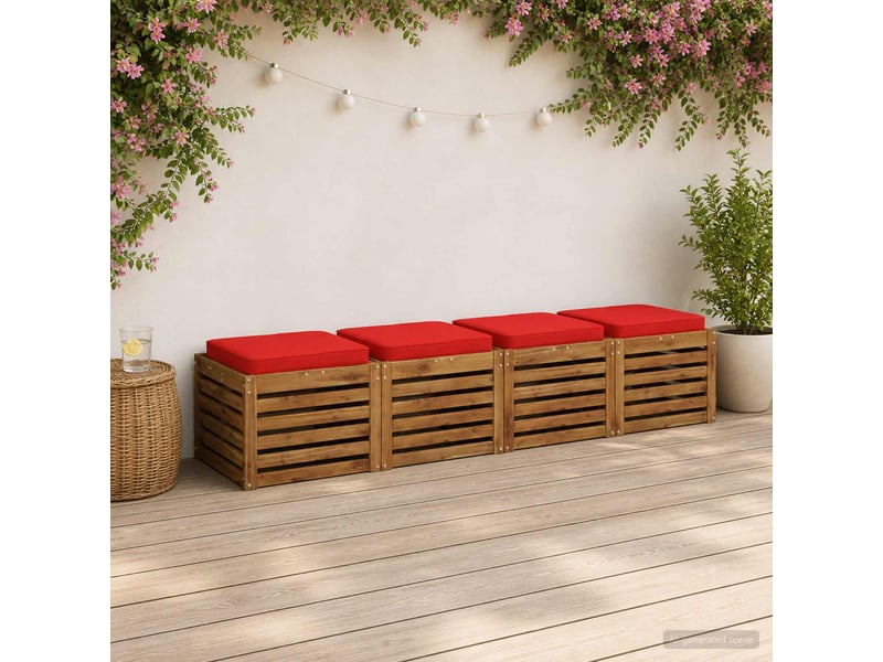 Lot de 4 coussins de siège, coussins d'assise vught 100 % polyester rouge cf60735 - Conforama B