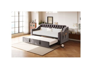 Lit extensible 90x190 cm coloris gris