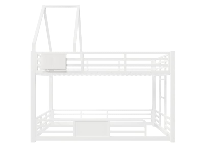  Lit superposé cabane 140x200 cm en métal et mdf avec led multicolores blanc, sans matelas  - Conforama R