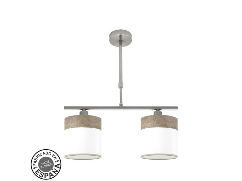  Lampe de plafond fabrilamp cloe nickelblanc-bois gris 2 x e14 hauteur réglable 44-61 cm 43x14 cm 175452083 - Conforama A