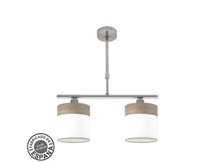 Lampe de plafond fabrilamp cloe nickelblanc-bois gris 2 x e14 hauteur réglable 44-61 cm 43x14 cm