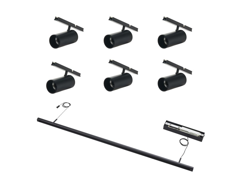 Suspension noire système magnétique 6 spots led orientables 30w - lyne Lyne - Conforama E