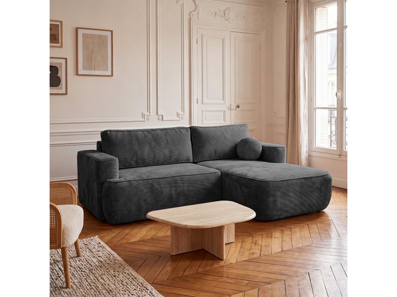  Canapé d'angle moon mini avec fonction couchage, tissu flow, droite, anthracite (21)  - Conforama B