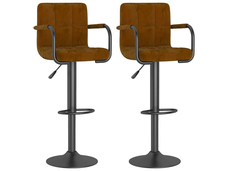  Lot de 2 tabouret de bar, chaise de bar marron velours shl66219  - Conforama A