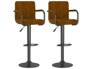 Lot de 2 tabouret de bar, chaise de bar marron velours shl66219