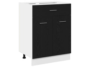 Meuble de rangement cuisine, armoire suspendue chêne noir 60x46x81,5cm