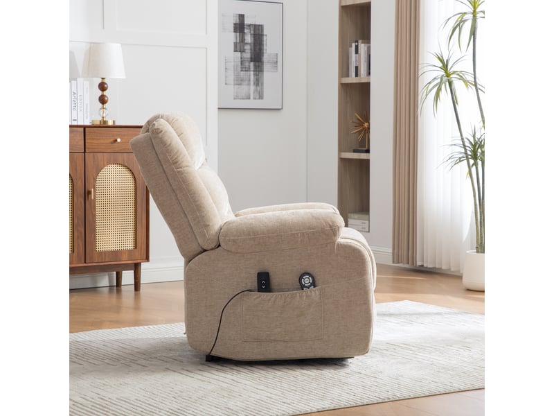  Fauteuil inclinable électrique multifonctionnel 93x103x104cm- avec assistance au maintien en hauteur, massage par vibrations - chenille - marron  - Conforama E
