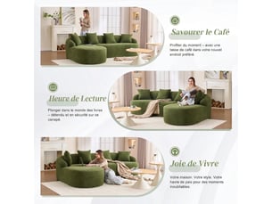 Canapé d'angle modulable avec méridienne gauche canapé en l chenille sans montage design courbé