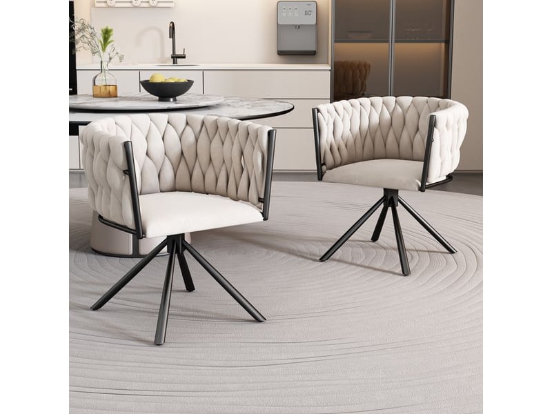  Chaise pivotante en velours - beige - rotation 360° - design ergonomique - 10.3 kg - supporte 150 kg - montage facile beige - Conforama D