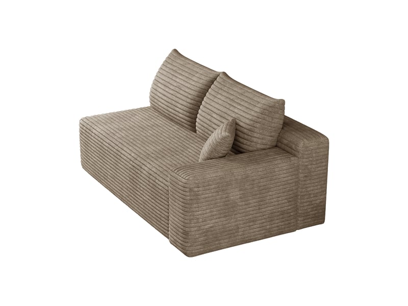  Canapé 2 places camel en velours côtelé, canapé droit pour salon, assise moelleuse en mousse haute élasticité, 151 x 90 x 58 cm  - Conforama A
