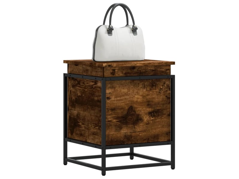 Boîte de rangement, coffre de rangement avec couvercle chêne fumé bois d'ingénierie shl737 - Conforama B