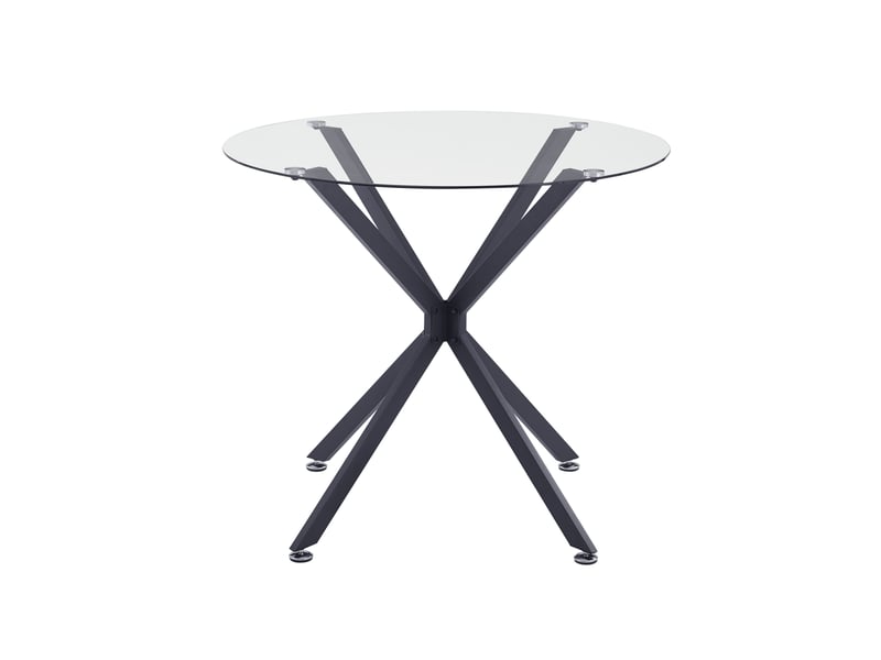  Table à manger ronde 80x80x78 cm – noir – verre trempé, pieds en métal stables pour 1 à 4 personnes  - Conforama D