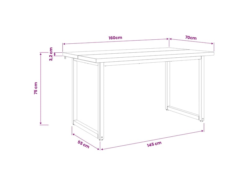 Vidaxl table à manger carrée 160 x 70 x 75 cm bois d'acacia massif - Conforama C