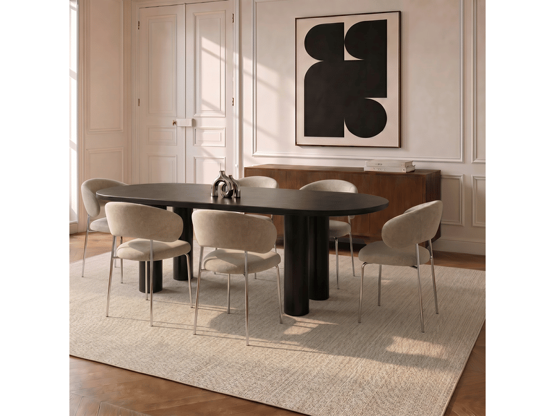  Chaises en tissu tramé toucher doux beige dolce AC22TDB - Conforama D
