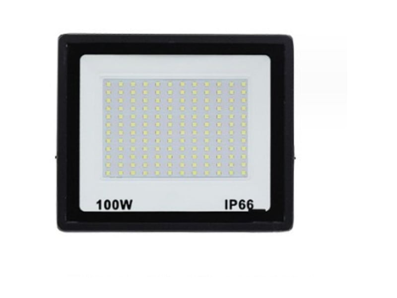 Projecteur led extérieur 100w, lumière blanche froide 10000lm 6500k, étanche ip66, 144 led, garage - rwprojecteur seul - Conforama E