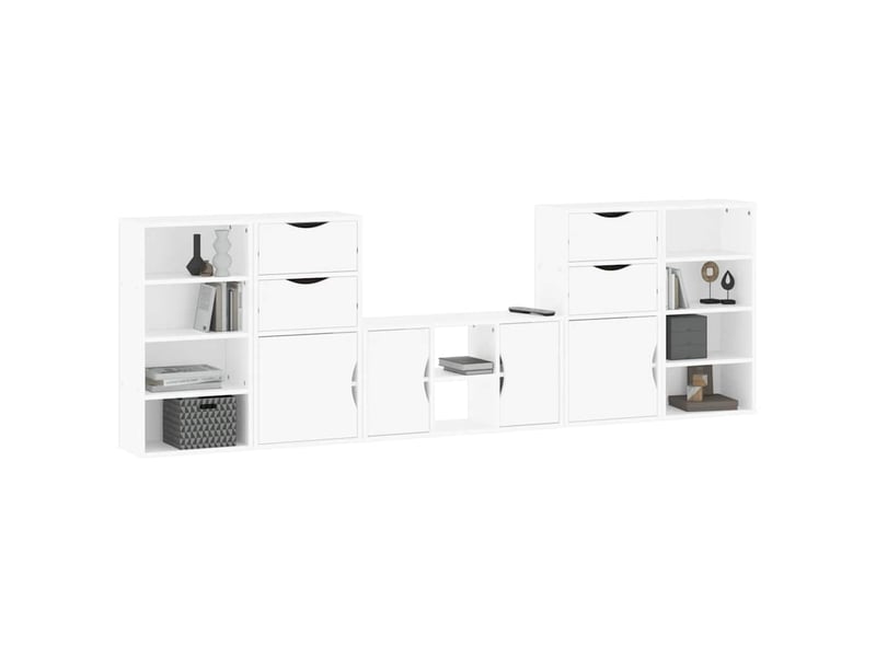  Meubles tv - banc tv - meuble de rangement 5 pcs avec rangement odda blanc bois de pin massif  - Conforama D