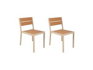 Lot de 2 chaises en aluminium et bois creme