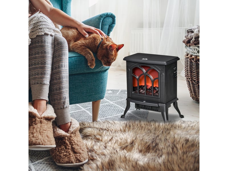 Cheminée électrique portative avec effet flamme, 7501500 w, pour 15 à 20 m², noire - Conforama D