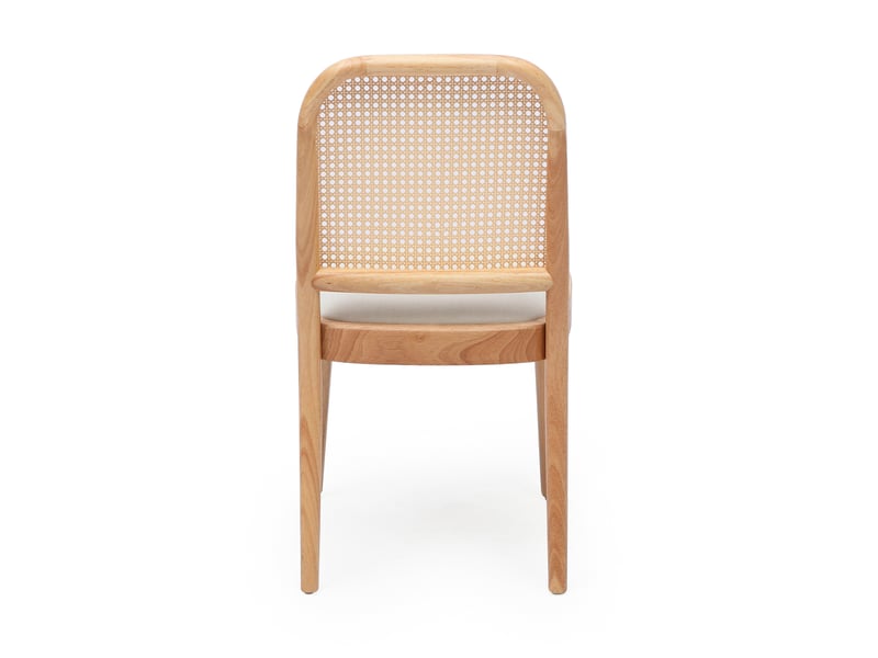  Lot de 2 chaises en bois massif, dossier en rotin, tissu lin, bois naturel Jamama eleni - Conforama W
