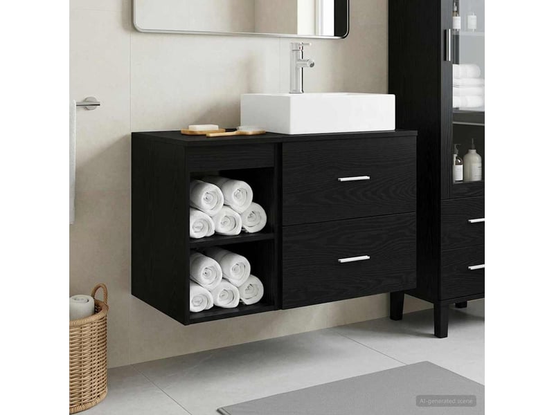Ensemble de mobilier de salle de bain 2 pcs chêne noir shl5170 - Conforama B