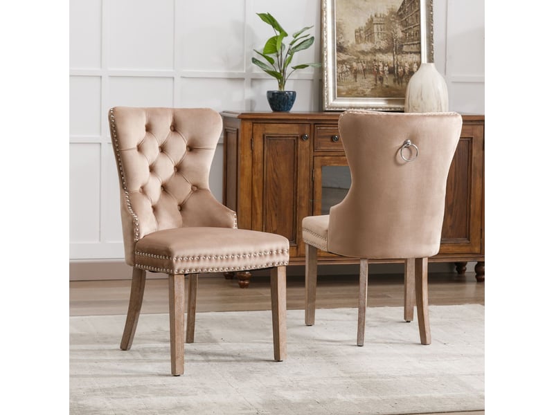  Chaises rembourrées 2 pièces, velours élégant structure chêne massif  - Conforama B