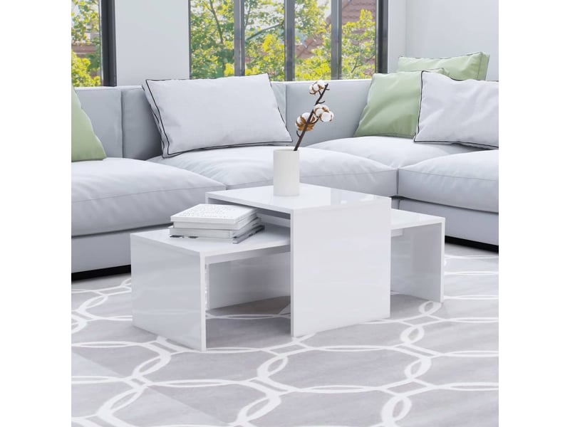  Ensemble de tables gigognes 2 pcs blanc brillant bois d’ingénierie  - Conforama B