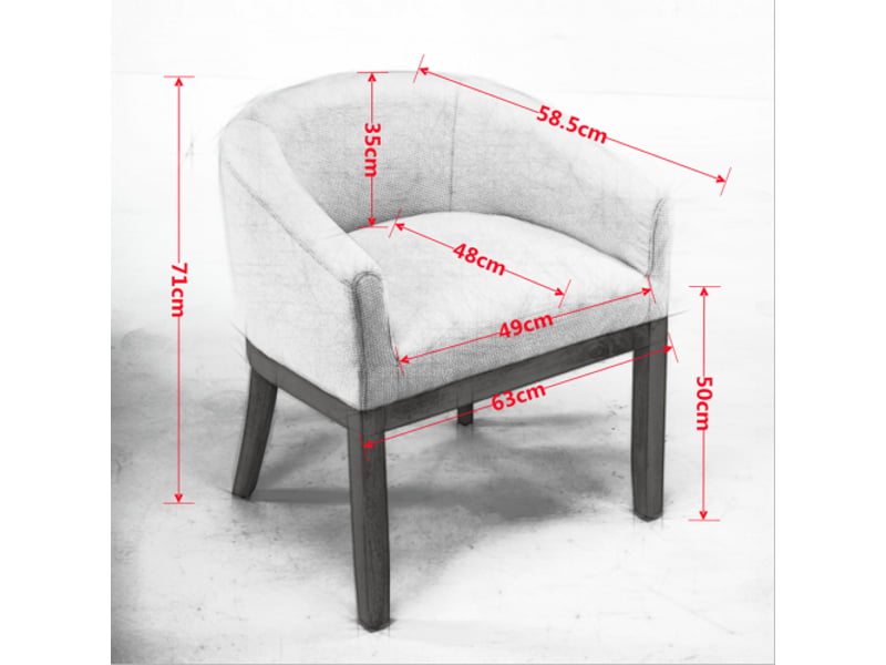  Chaises tonneau rembourrées avec accoudoirs style mid-century lin champêtre cadre bois naturel gris charbon 19 po  - Conforama C