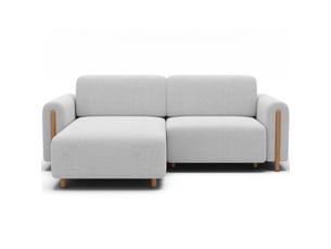 Canapé d'angle convertible arvessa blanc alpin chenille – angle gauche avec coffre