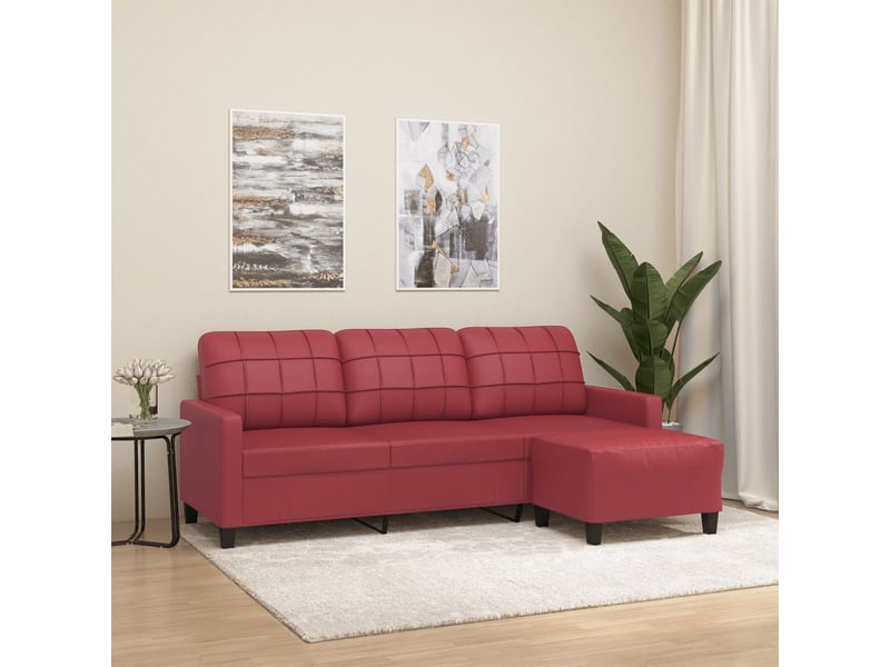 Canapé droit, sofa, canapé à 3 places repose-pieds rouge bordeaux 180 cm similicuir cf20570  - Conforama B