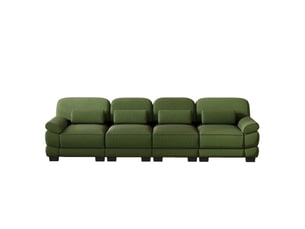 Canapé modulable xl 4 places en velours côtelé vert avec coussins lombaires confortables