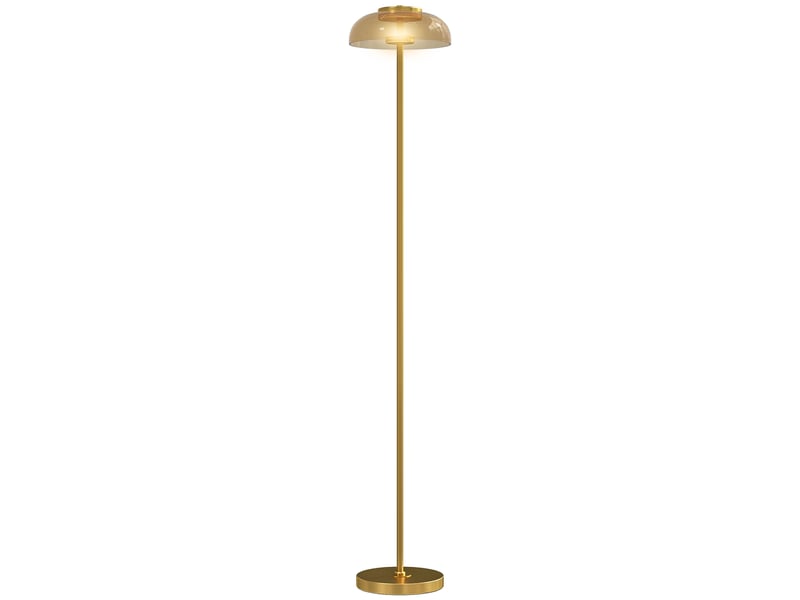  Lampadaire led pour salon, éclairage blanc chaud 3000 k, interrupteur au pied, 25 x 25 x 134 cm, laiton  - Conforama B