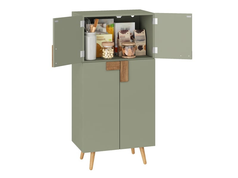  Armoire de cuisine 4 portes avec étagères réglables 60x35x120 cm vert mdf  - Conforama R