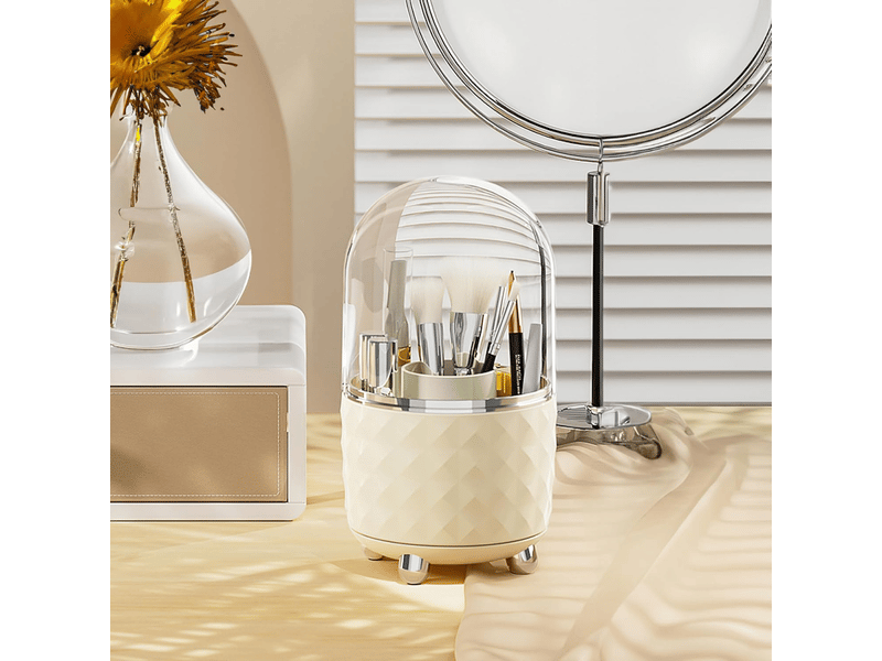  360° rangement pinceaux maquillage avec anti poussière couvercle organisateur cosmétique support de pinceaux de maquillage  - Conforama E