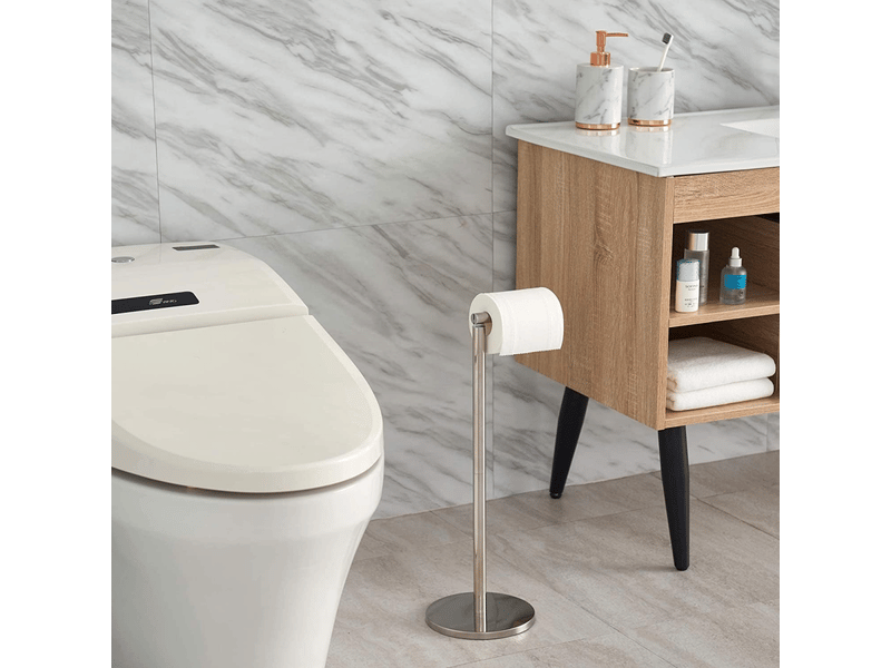  Porte-papier toilette sur pied, distributeur en acier inoxydable avec base robuste, résistant à la rouille (argent)  - Conforama C