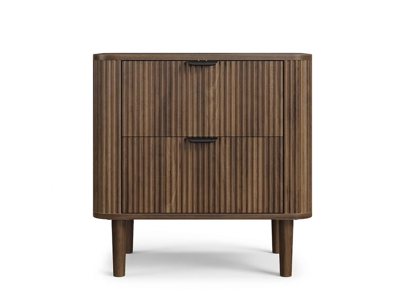  Table de chevet noyer avec 2 tiroirs, finition mdf, style vintage, 57x40x57 cm  - Conforama A