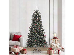 Sapin de noël - arbre de noël artificiel vert 210 cm pvc, plastique et acier