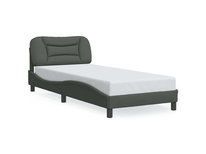  Lit simple- lit adulte -  cadre de lit sans matelas hvar gris foncé 80x200 cm tissu  - Conforama A