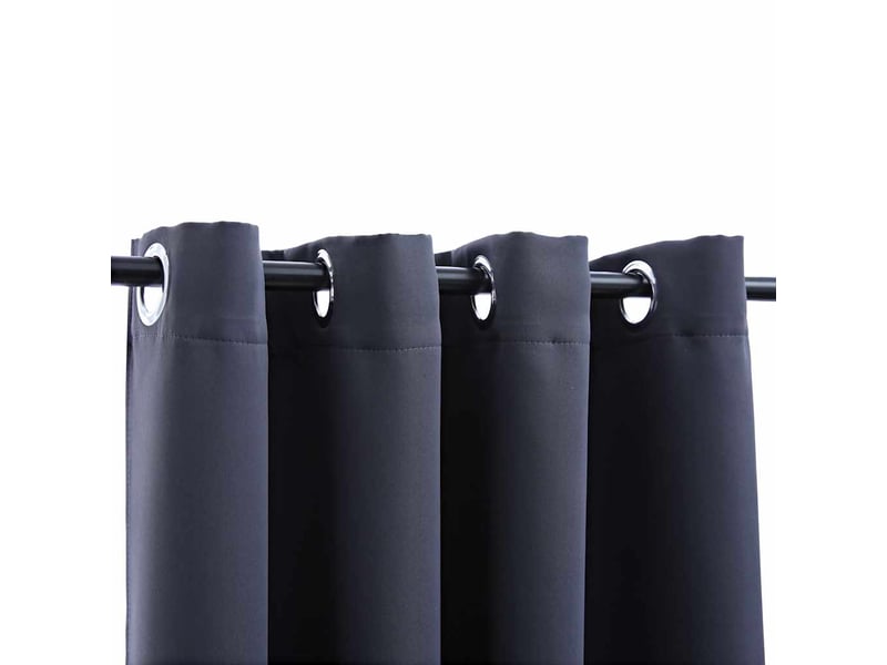  Lot de 2 rideaux occultants, rideaux black-out avec anneaux métal anthracite 140x225cm cf44858  - Conforama C