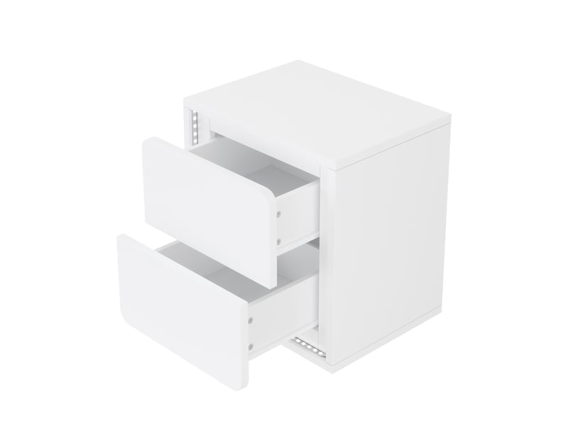  Table de chevet avec éclairage led, 2 tiroirs, 45 x 35 x 47 cm, panneau de particules blanc  - Conforama W