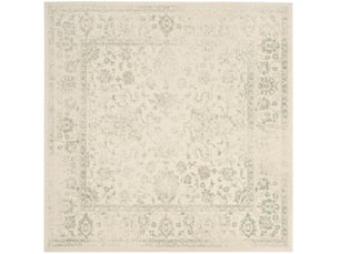 Tapis vintage patiné en polypropylène blancvert, 91 x 91 cm