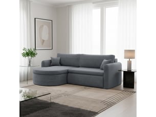 Canapé d'angle universel verona l avec fonction couchage, pour salon, gris